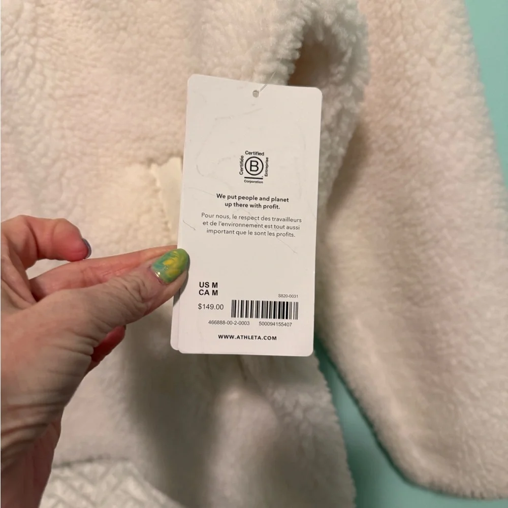 Athleta cozy Sherpa  Cream Pullover Fleece quarter snaps